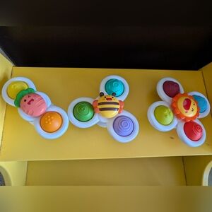 3pc Silicone Pop Suction Spinning Toys